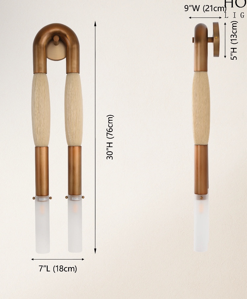 Horsehair Solid Brass Wall Sconce 30''H