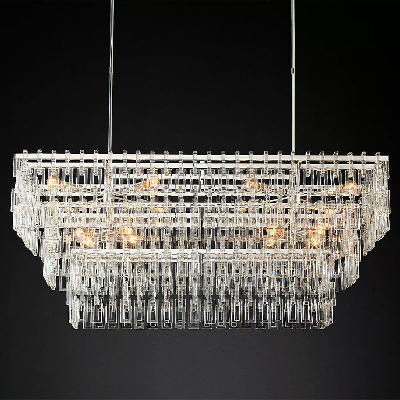 Mia 3 Tier Crystal Rectangular Chandelier 60"-Vancei