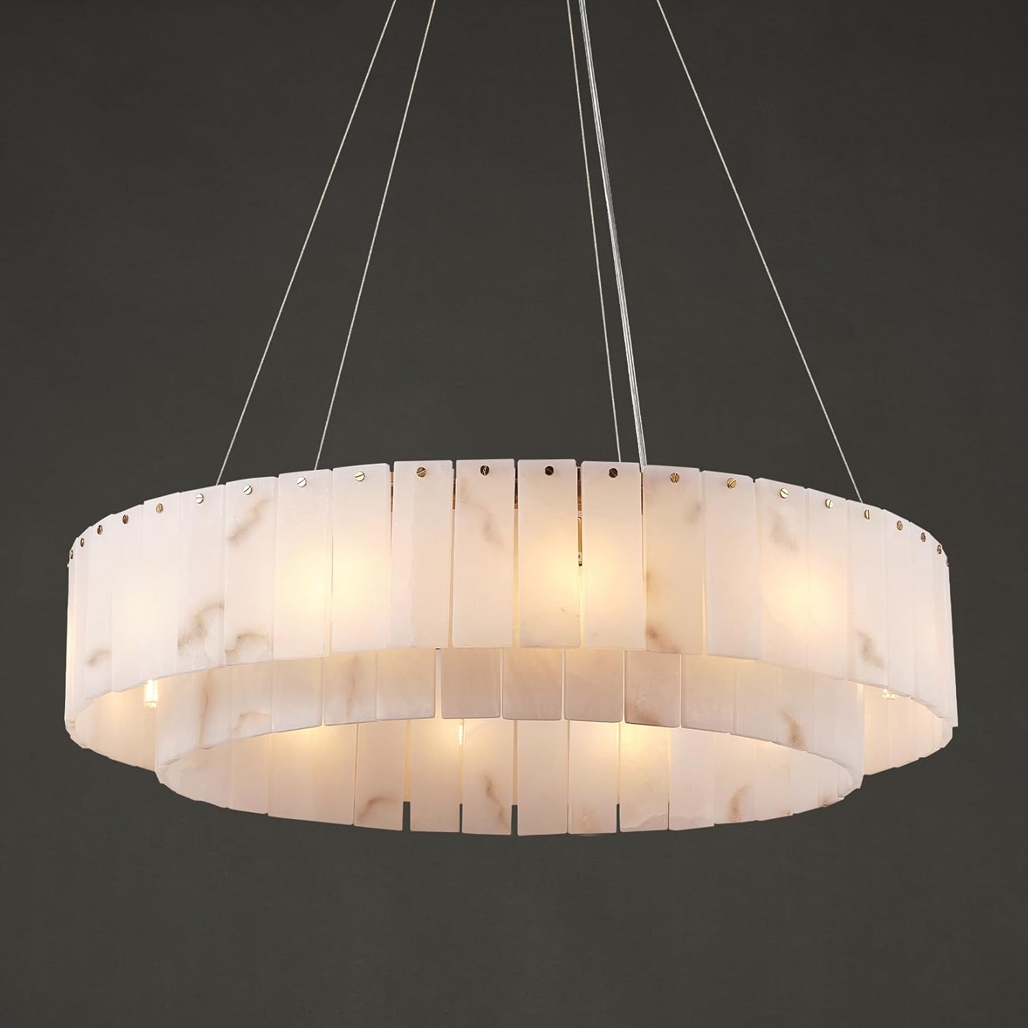 Modern Spanish Alabaster Round Chandelier