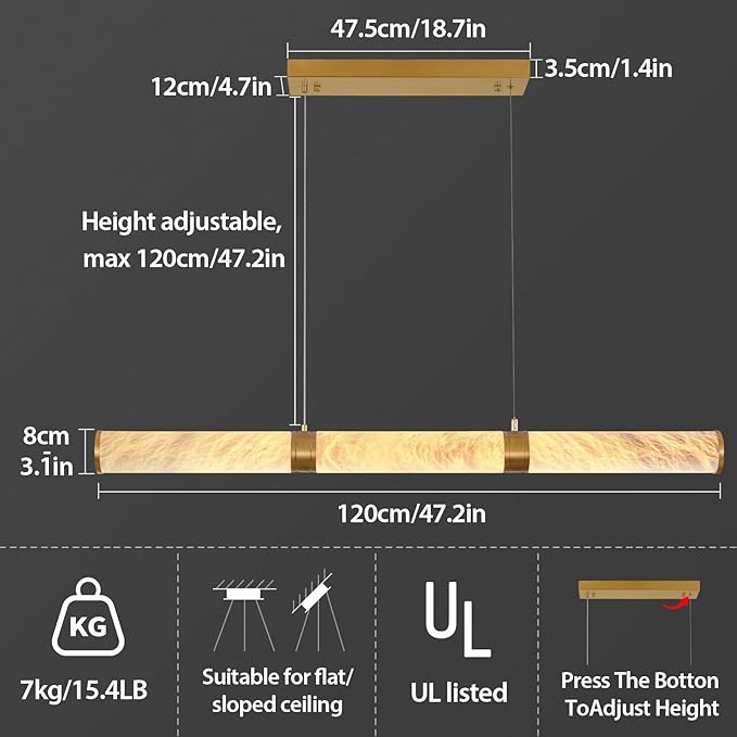 Modern Spanish Alabaster Tube Chandelier