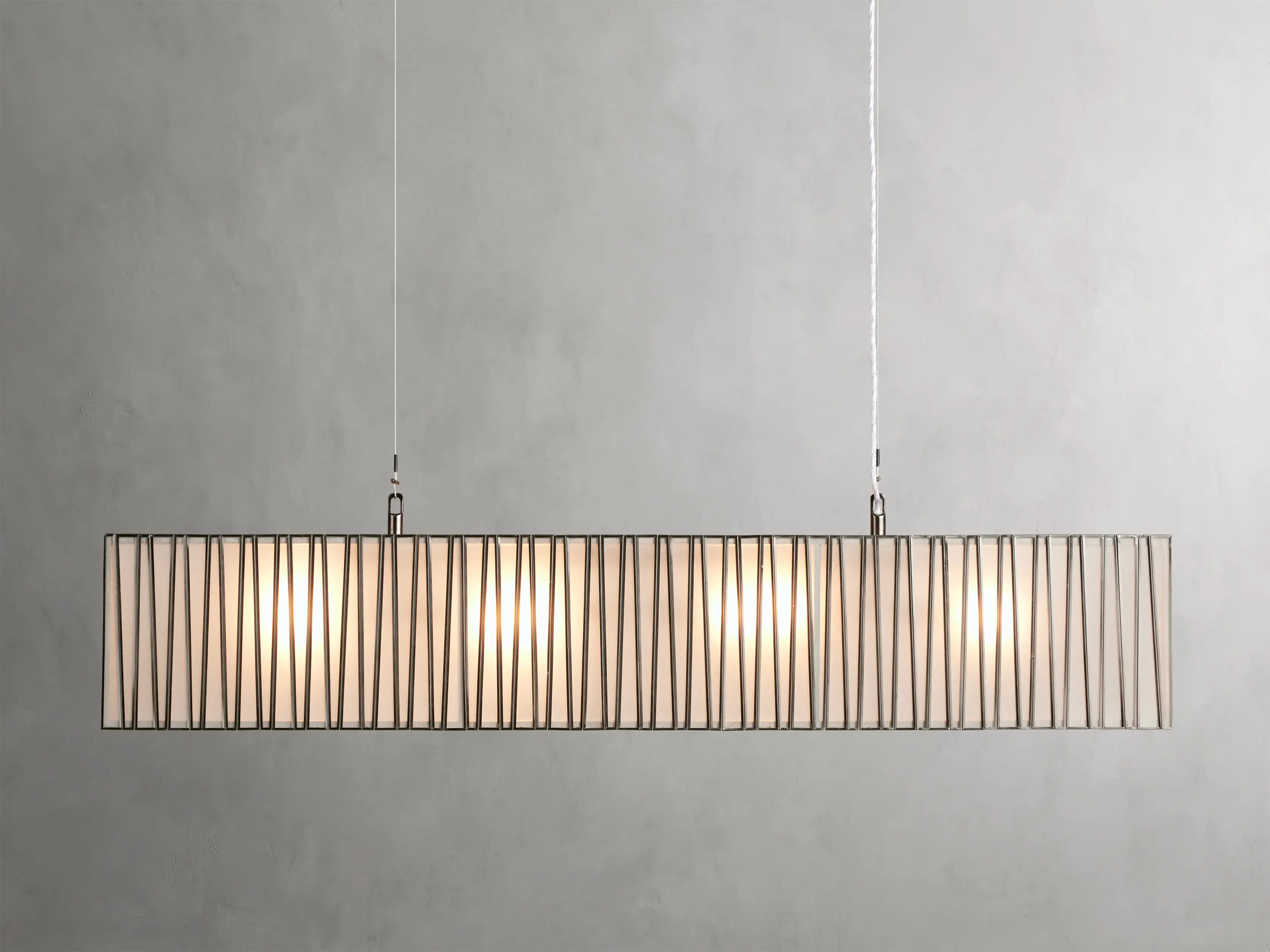 Jeunet Rectangular Chandelier in Nickel
