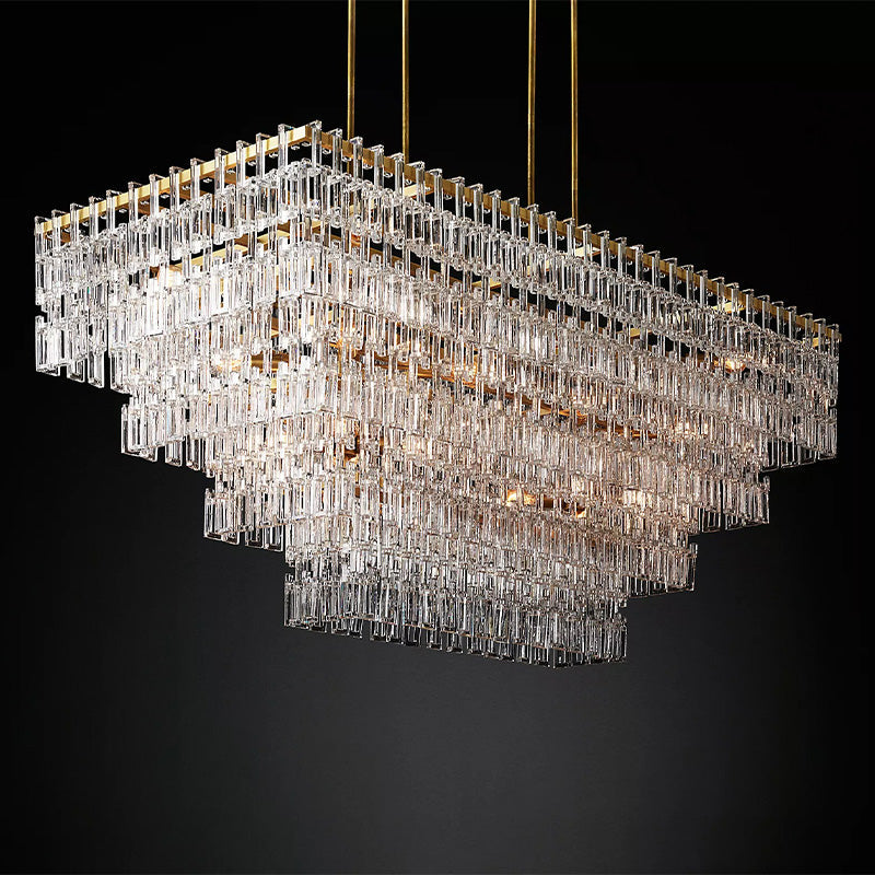 Mia 4 Tier Crystal Rectangular Chandelier 72"-Vancei