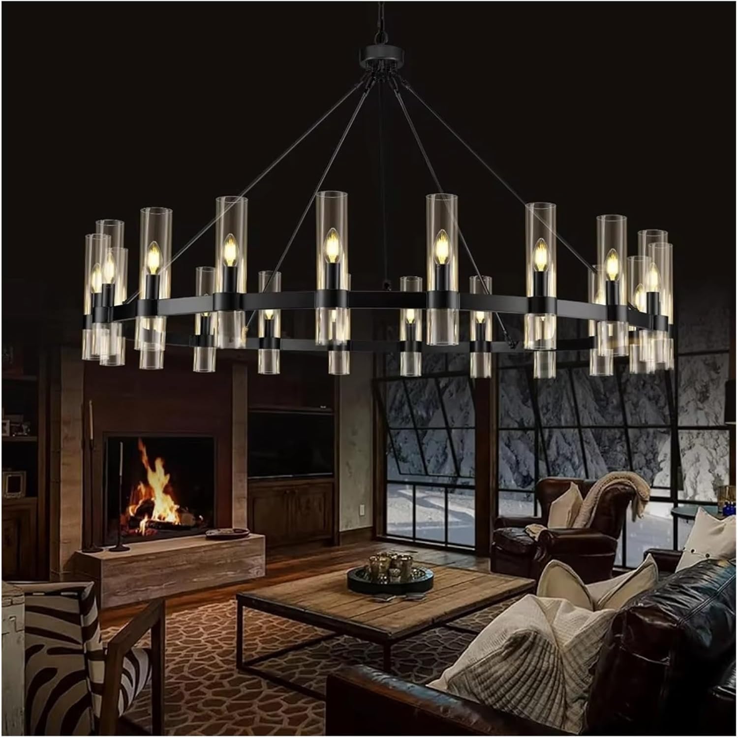 Modern Glass Round Chandelier 70“D
