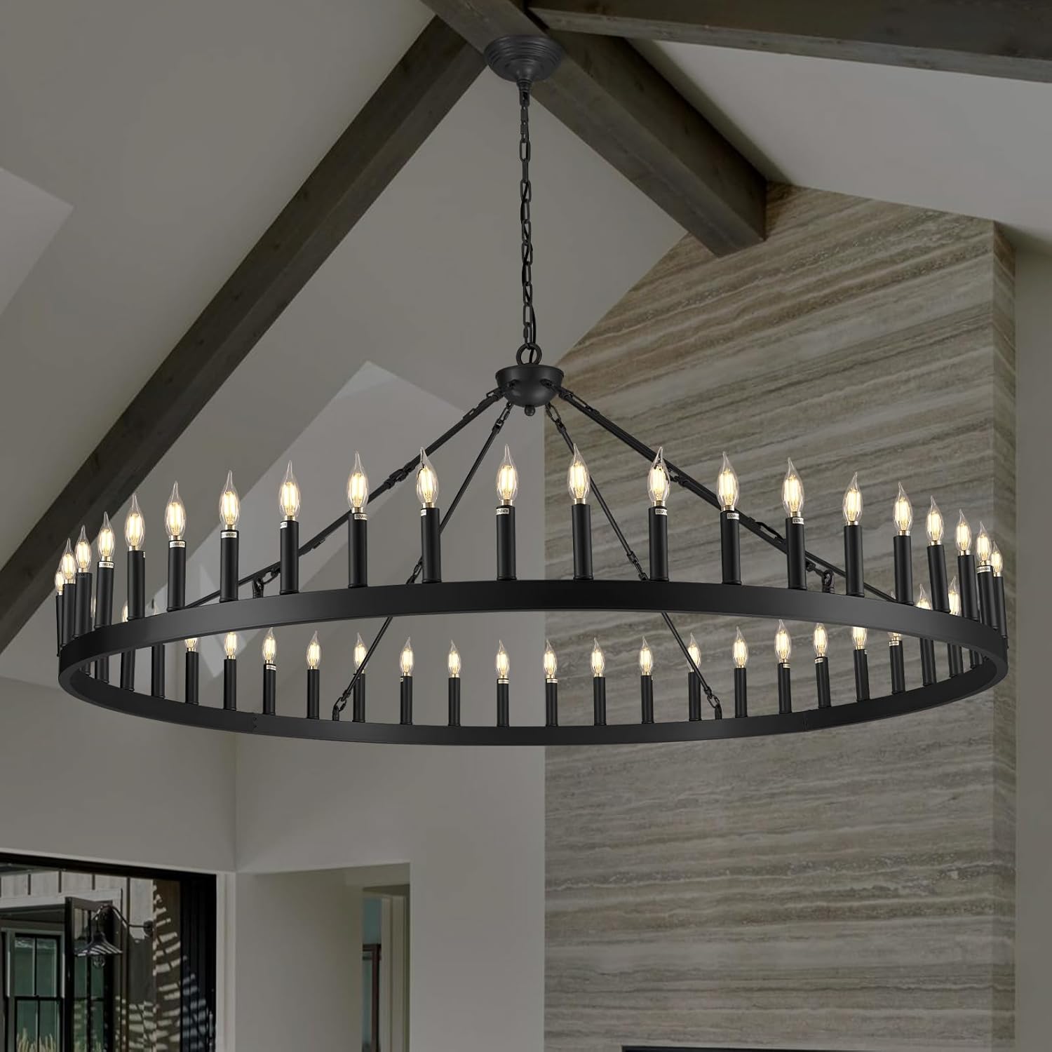 Modern Candle Round Chandelier 70"