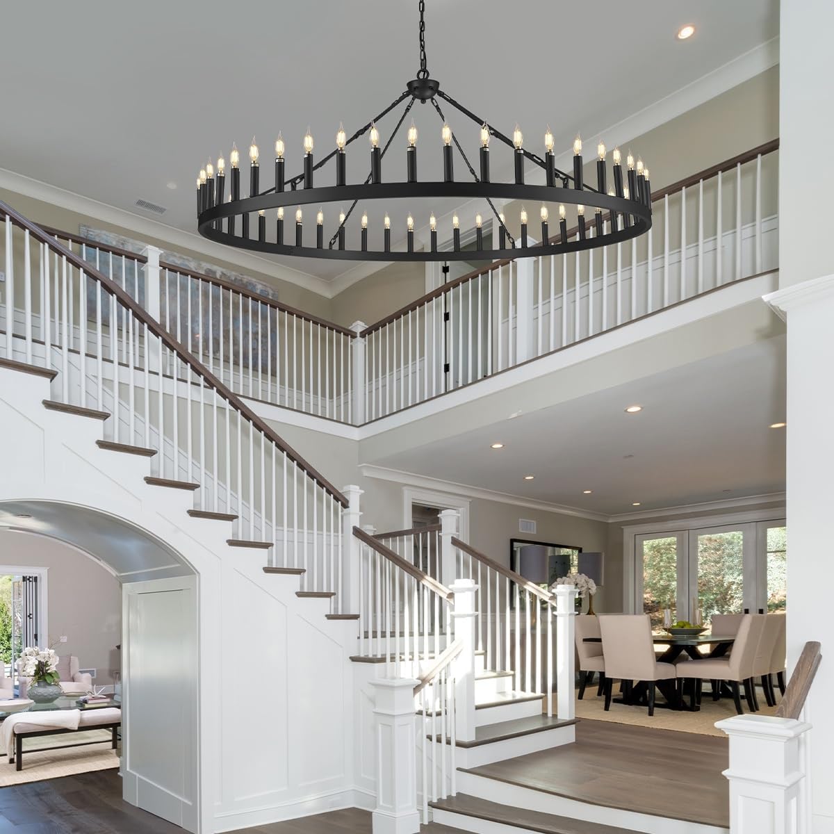 Modern Candle Round Chandelier 70"