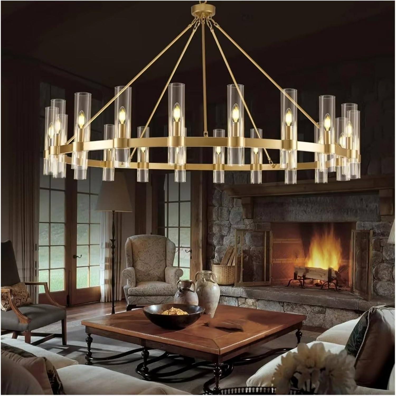 Modern Glass Round Chandelier 60“D