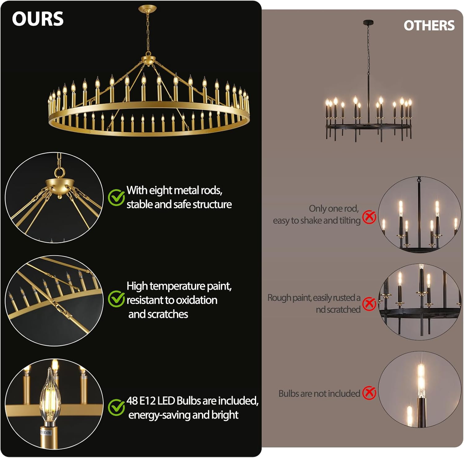Modern Candle Round Chandelier 70"