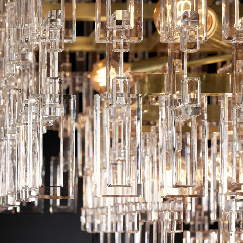 Mia 3 Tier Crystal Rectangular Chandelier 60"-Vancei