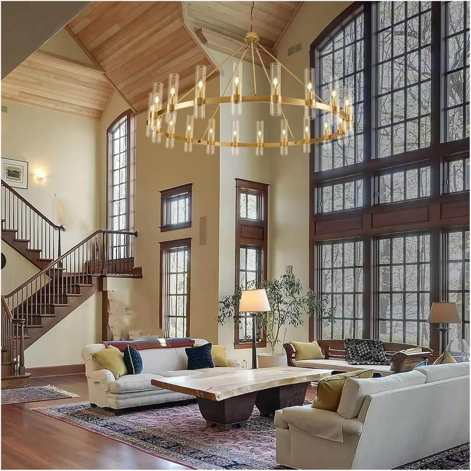 Modern Glass Round Chandelier 70“D