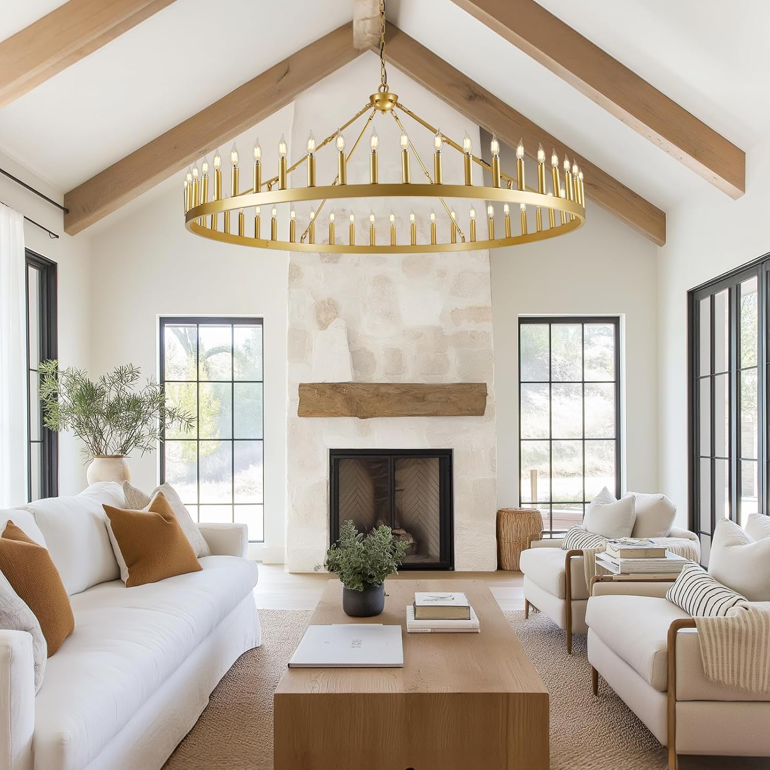 Modern Candle Round Chandelier 70"