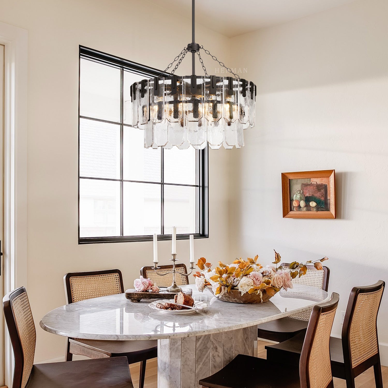 Nadia Glass Chandelier 30" 41"