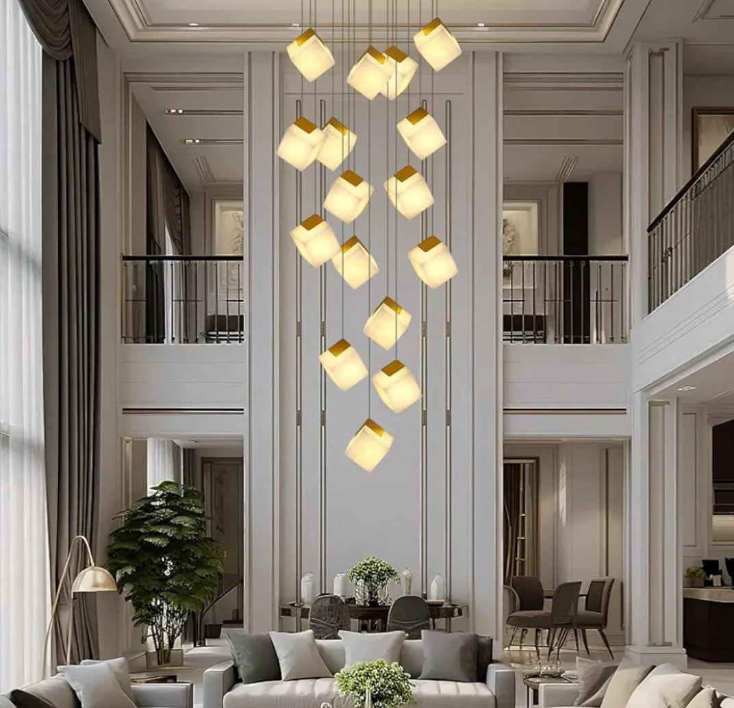 Alabaster Cubic Chandelier 5"/32-light-Vancei