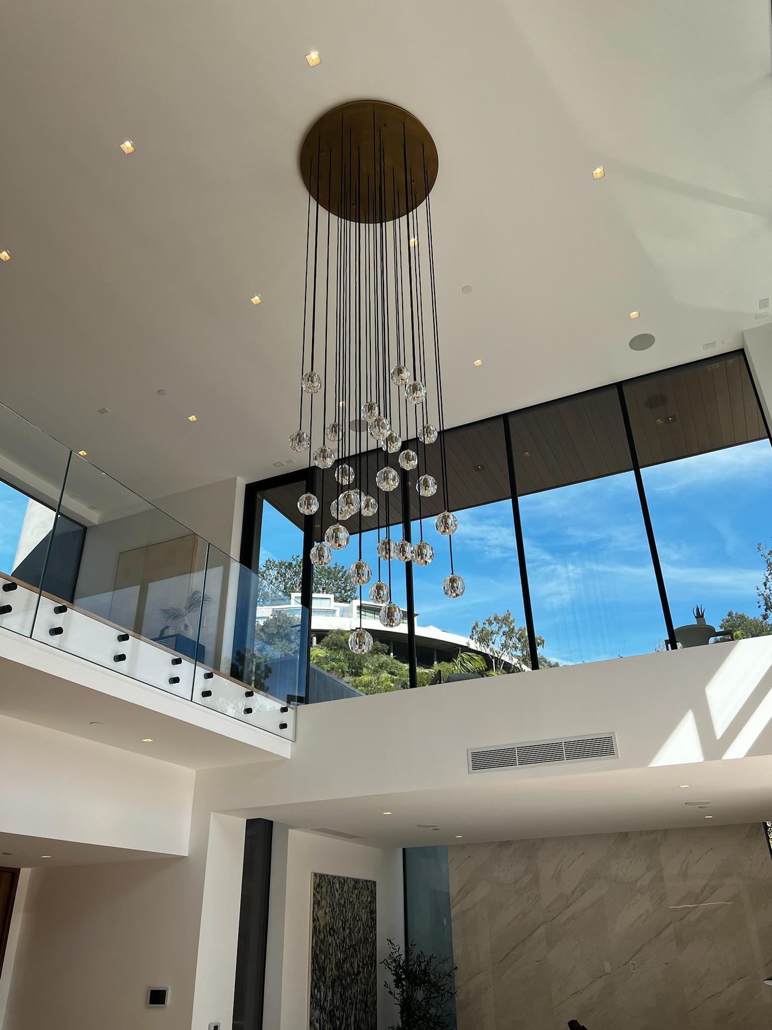 Bille De Crystal Round Cluster Chandelier 60”-Vancei