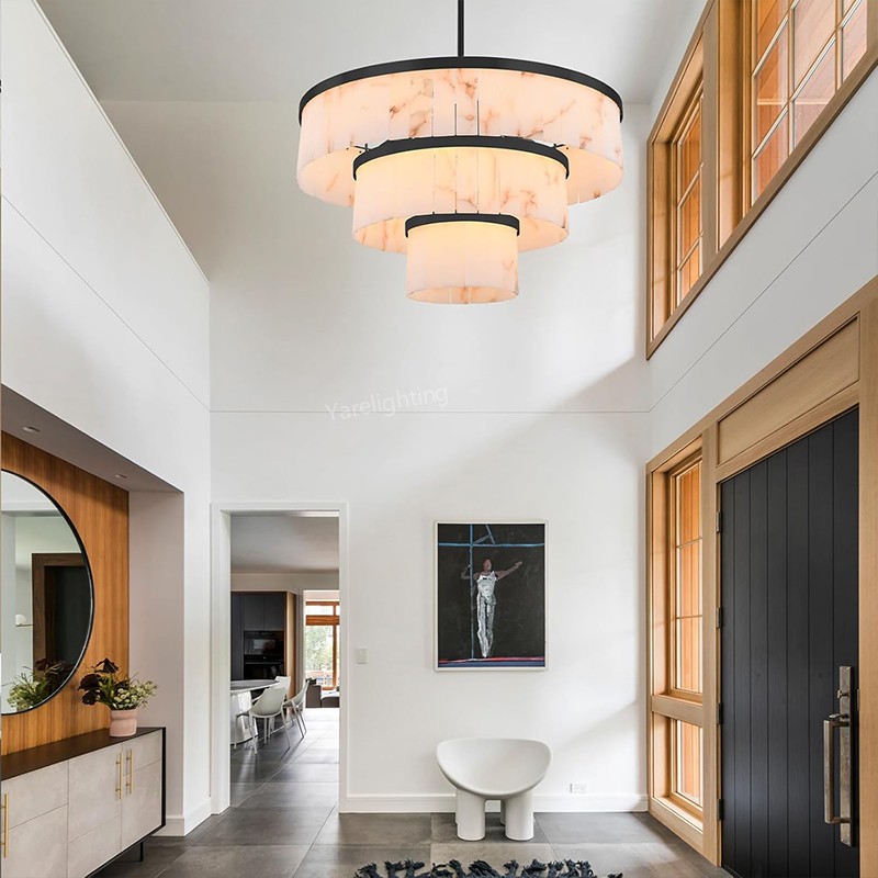 Modern Spanish Alabaster 3-tier Round Chandelier-Vancei