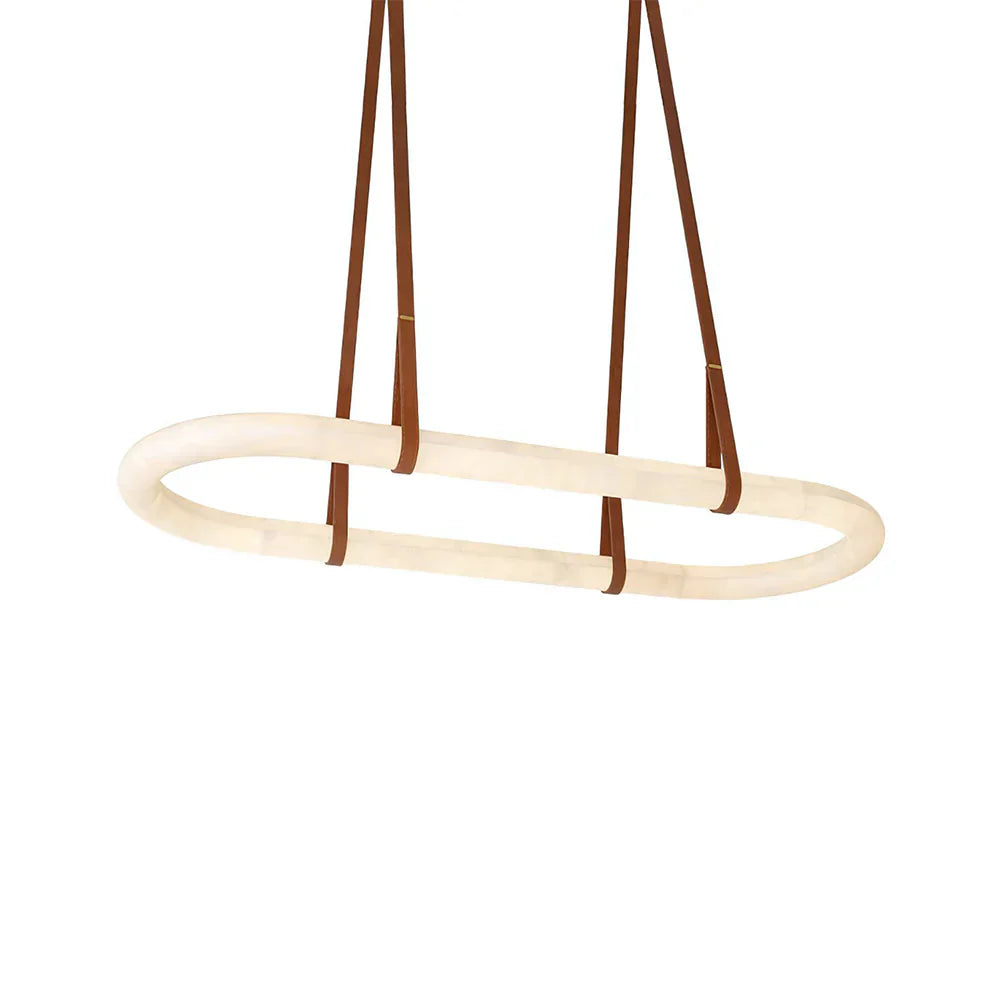 Glacera Alabaster Round Leather Chandelier