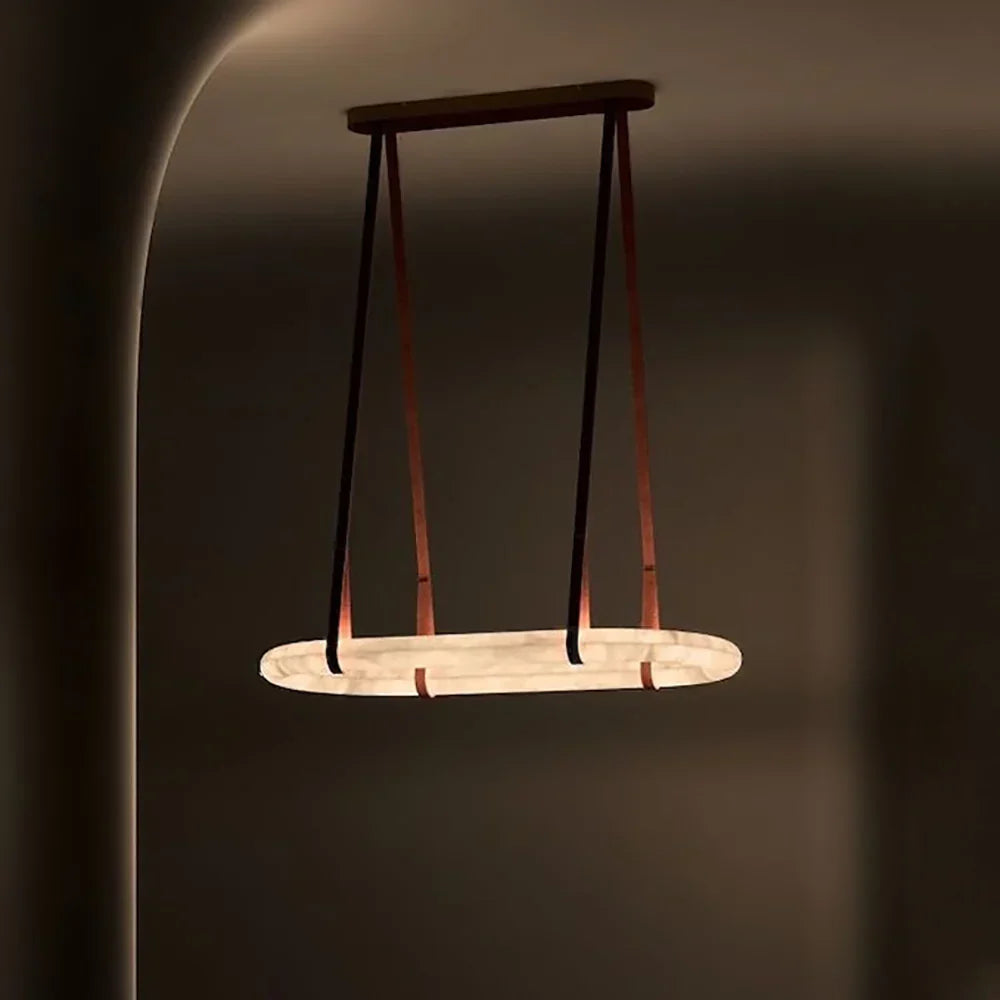 Glacera Alabaster Round Leather Chandelier