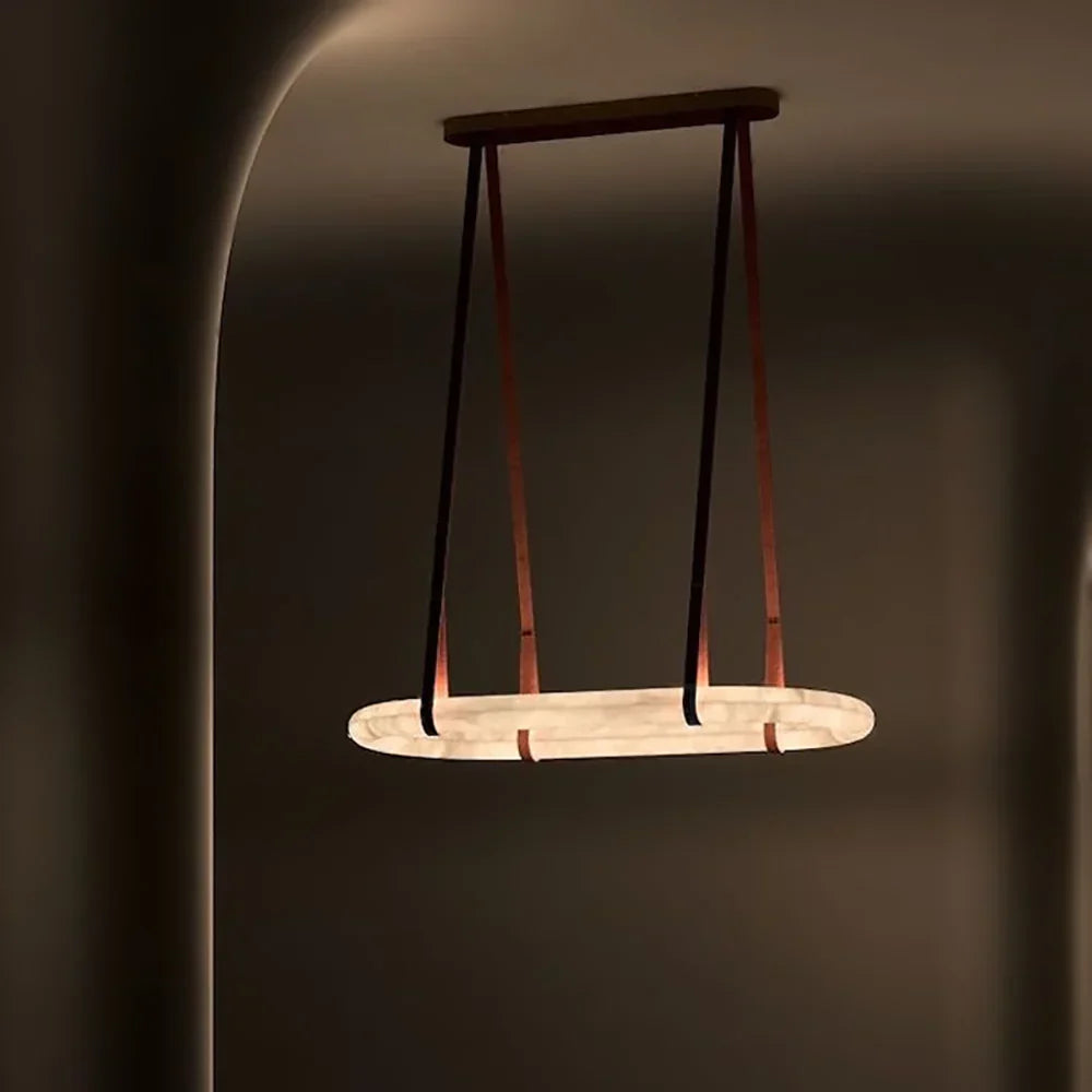 Glacera Alabaster Round Leather Chandelier