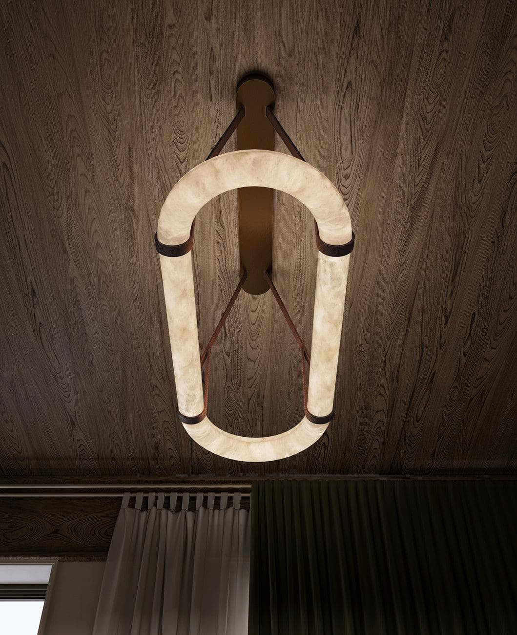 Glacera Alabaster Round Leather Chandelier