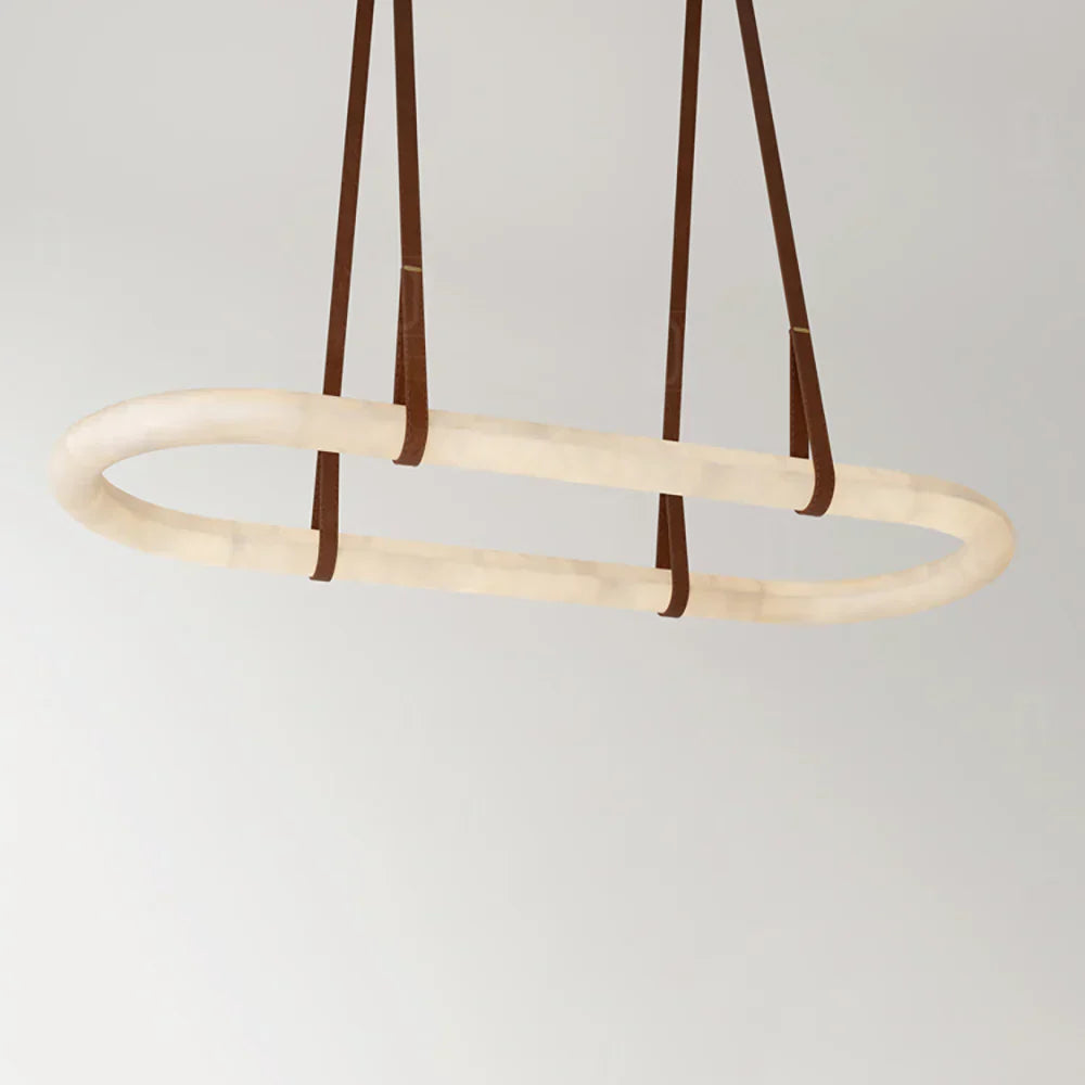 Glacera Alabaster Round Leather Chandelier