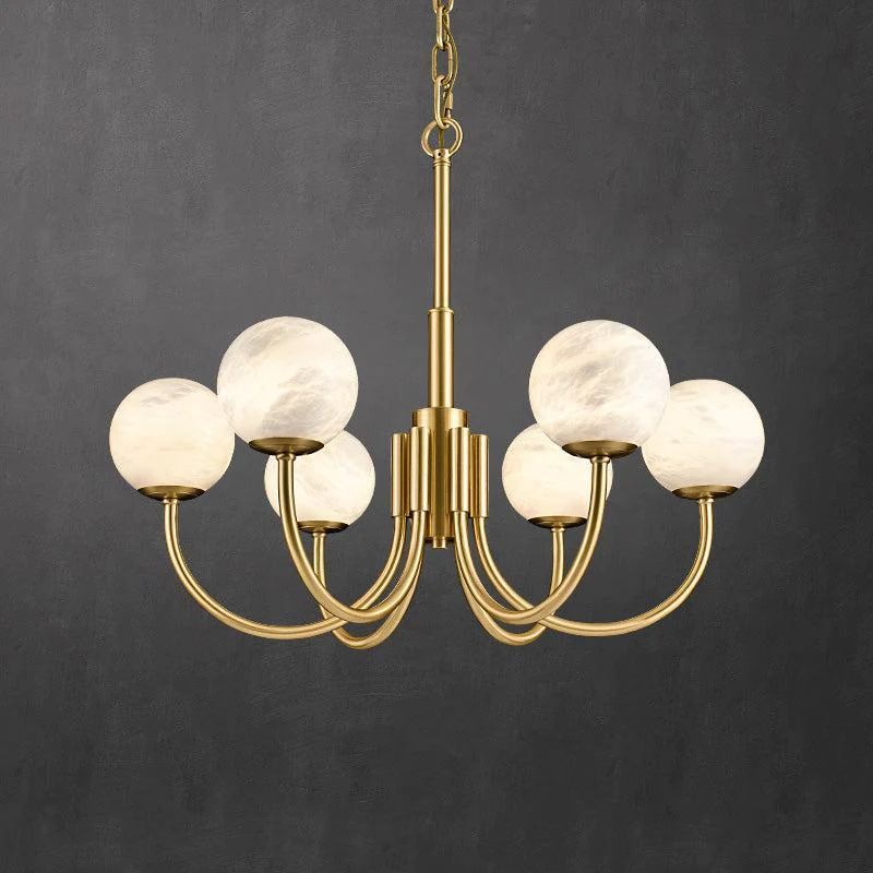 Alabaster Brass Chandelier 25.6" 31.5"-Vancei