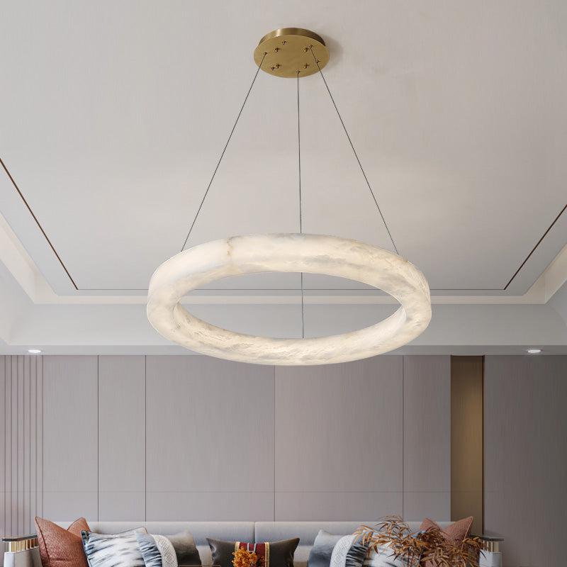 Glacera Alabaster Round Chandelier 19'' 27'' 36'' 60''D