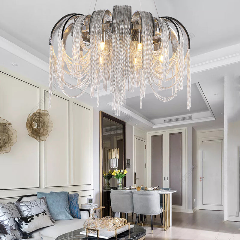 Sophian Aluminum Chain Tassel Round Chandelier-Vancei