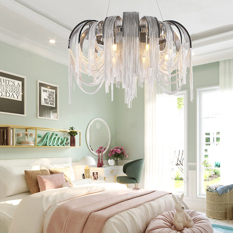Sophian Aluminum Chain Tassel Round Chandelier-Vancei