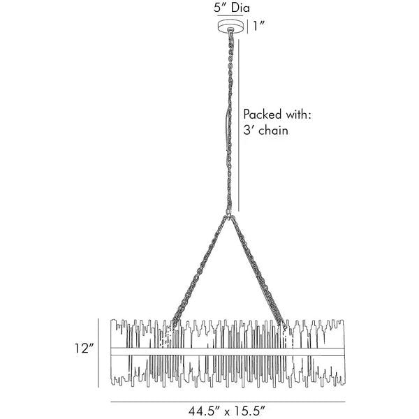 Althely Brass 10 Lights Rectangle Pendant Chandelier