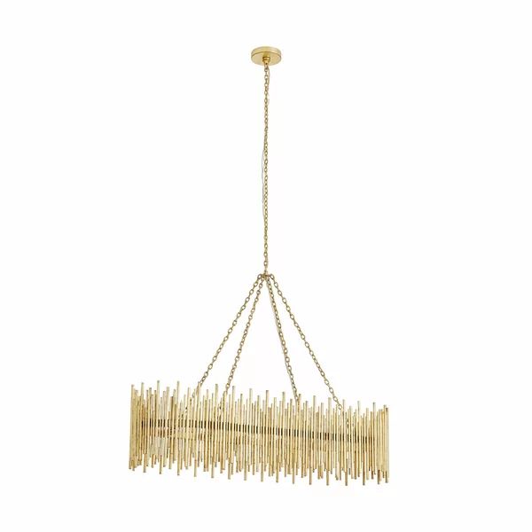 Althely Brass 10 Lights Rectangle Chandelier