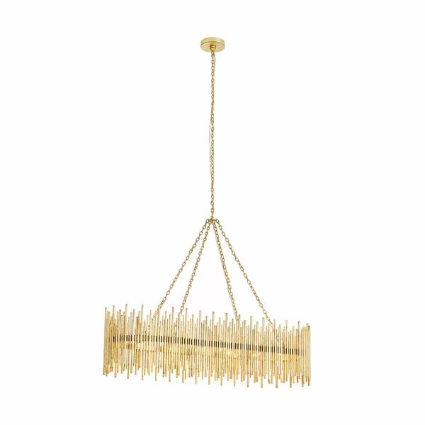 Althely Brass 10 Lights Rectangle Chandelier