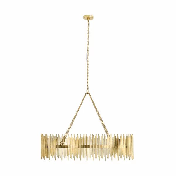 Althely Brass 10 Lights Rectangle Chandelier