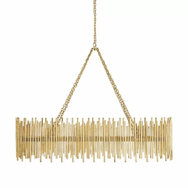 Althely Brass 10 Lights Rectangle Pendant Chandelier