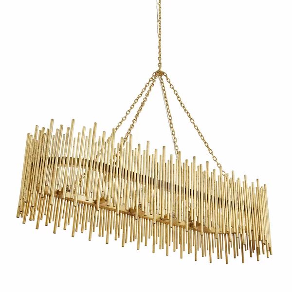 Althely Brass 10 Lights Rectangle Chandelier