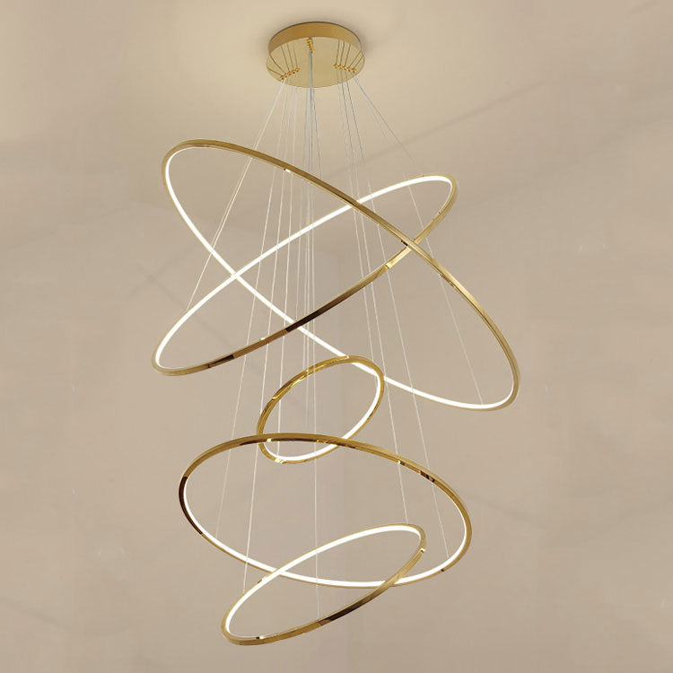 Amina Gold Multi Rings Chandelier for Lobby Villa-Vancei