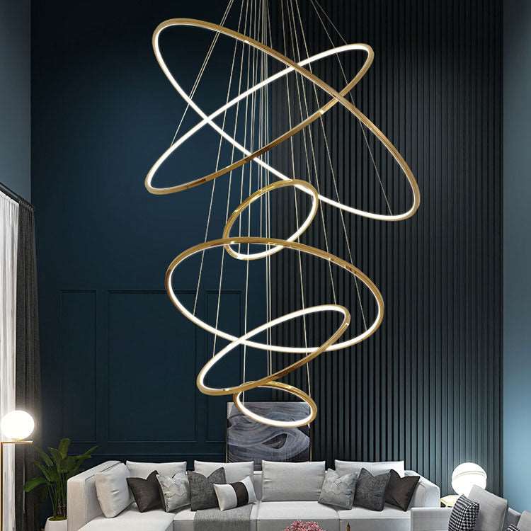 Amina Gold Multi Rings Chandelier for Lobby Villa-Vancei