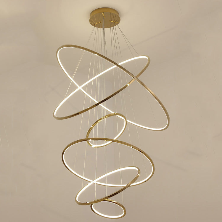 Amina Gold Multi Rings Chandelier for Lobby Villa-Vancei