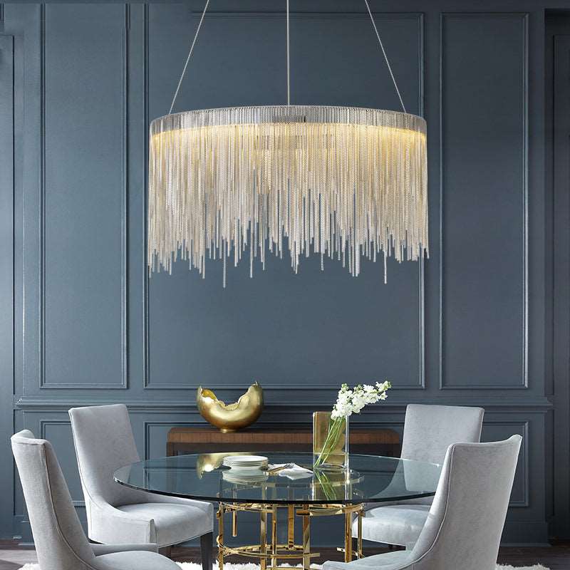 Angelina Aluminum Chain Tassel Round Chandelier-Vancei