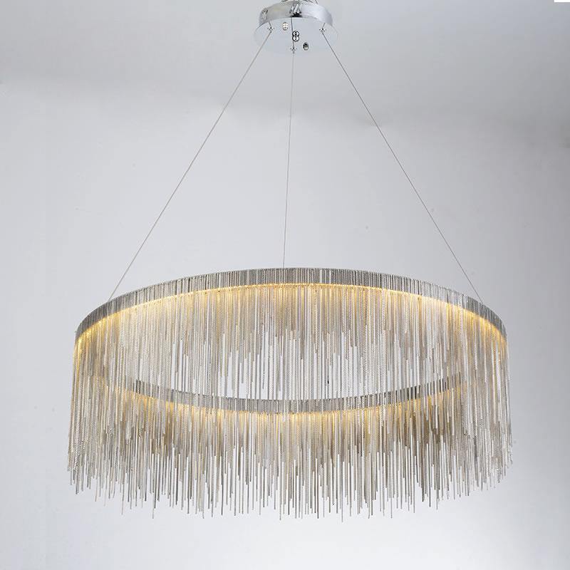 Angelina Aluminum Chain Tassel Round Chandelier-Vancei