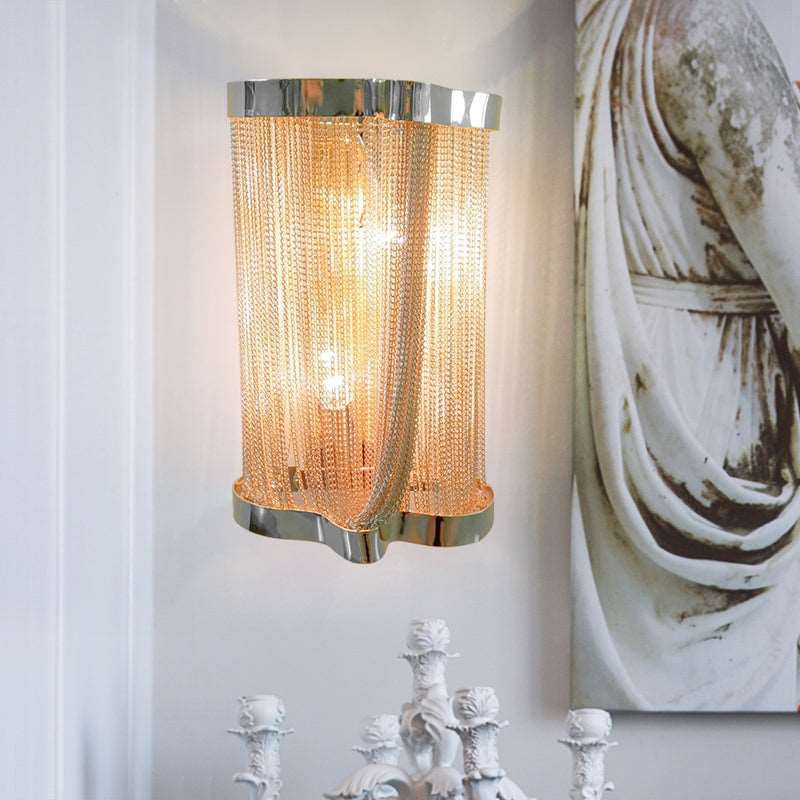 Ashlee Aluminum Chain Tassel Wall Sconce-Vancei