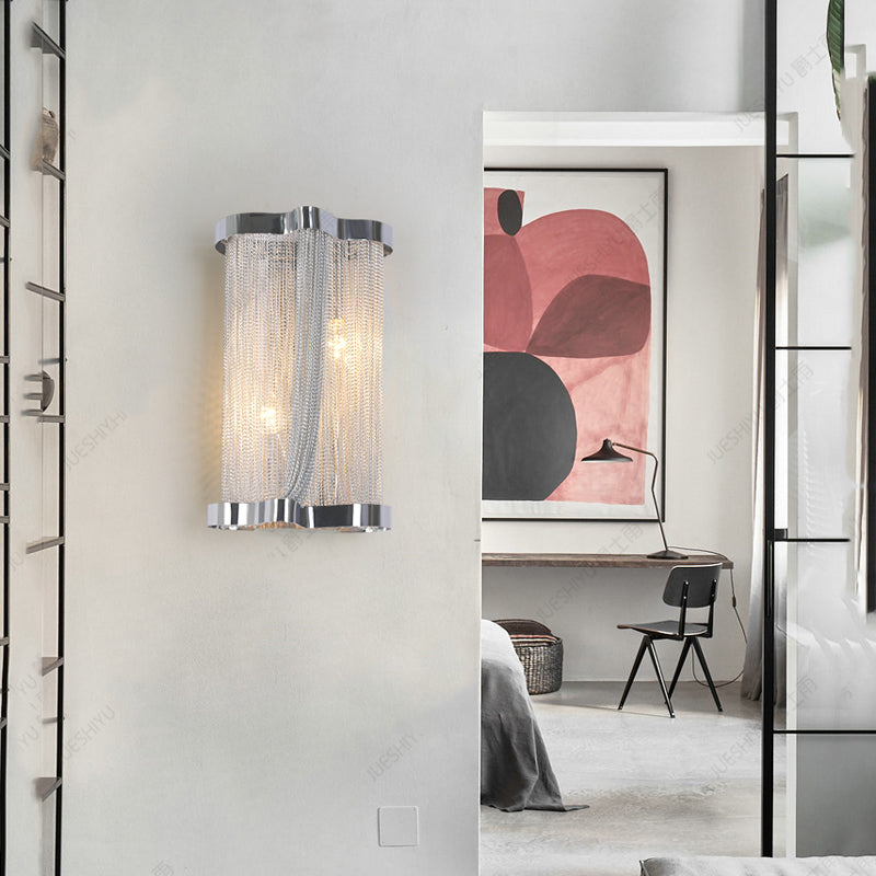 Ashlee Aluminum Chain Tassel Wall Sconce-Vancei