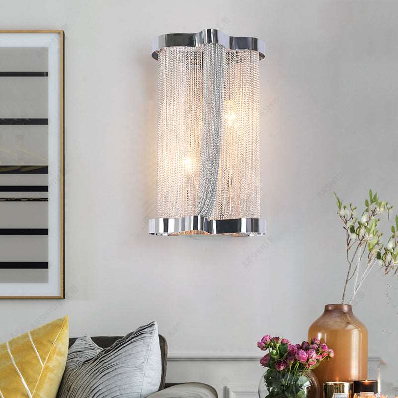 Ashlee Aluminum Chain Tassel Wall Sconce-Vancei