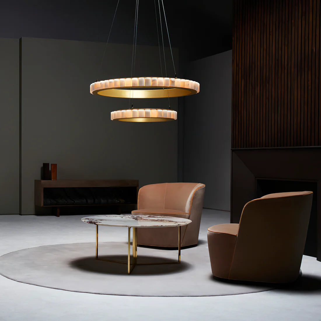 Avalon Alabaster 2 Layer Chandelier