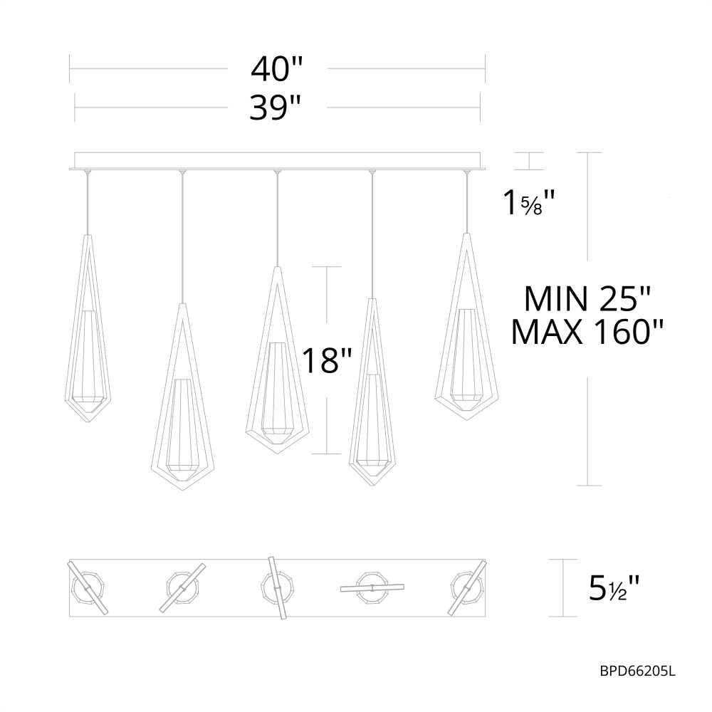 Devotion Linear Chandelier 5 Light-Vancei