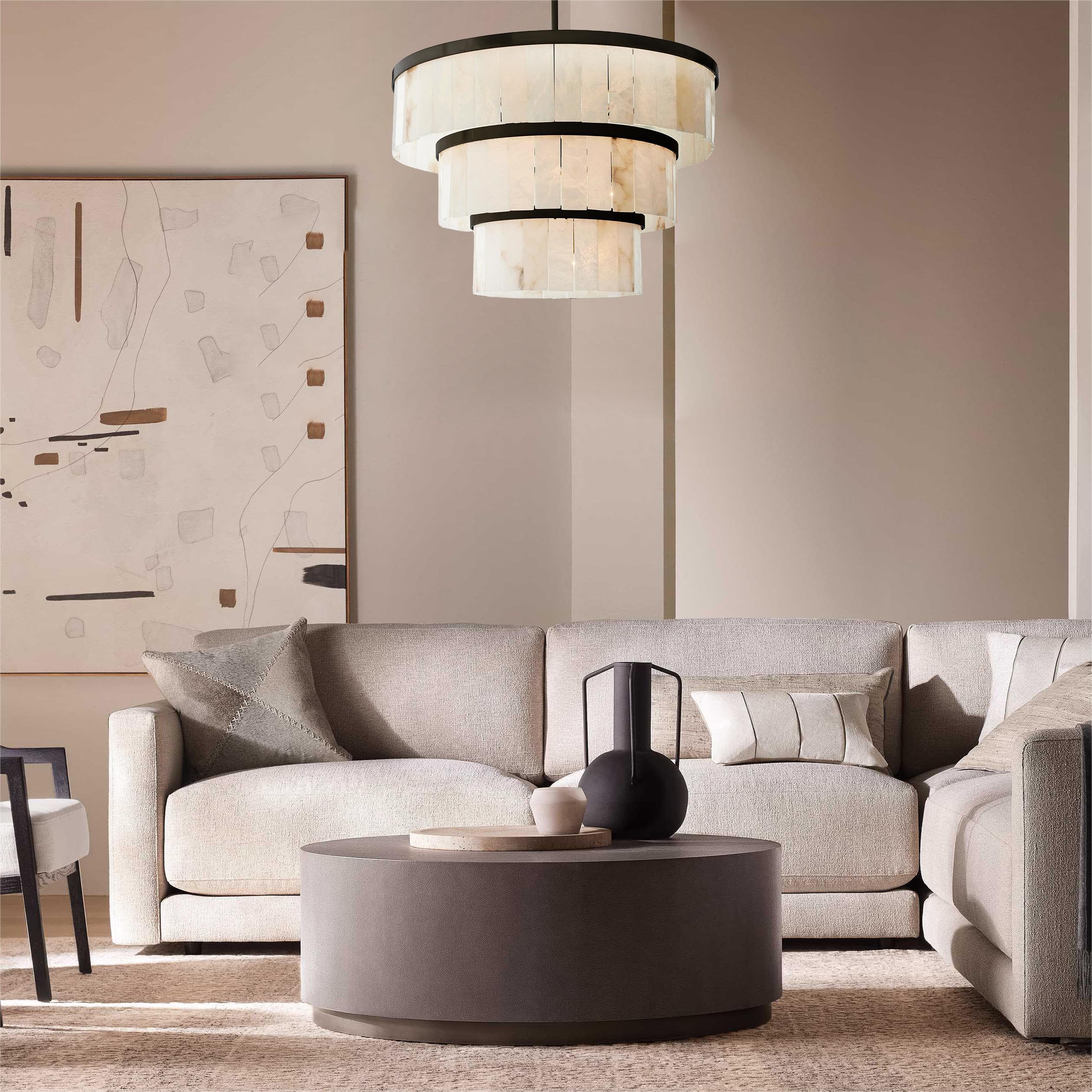 Glacera Alabaster 3 Tier Chandelier 35''D