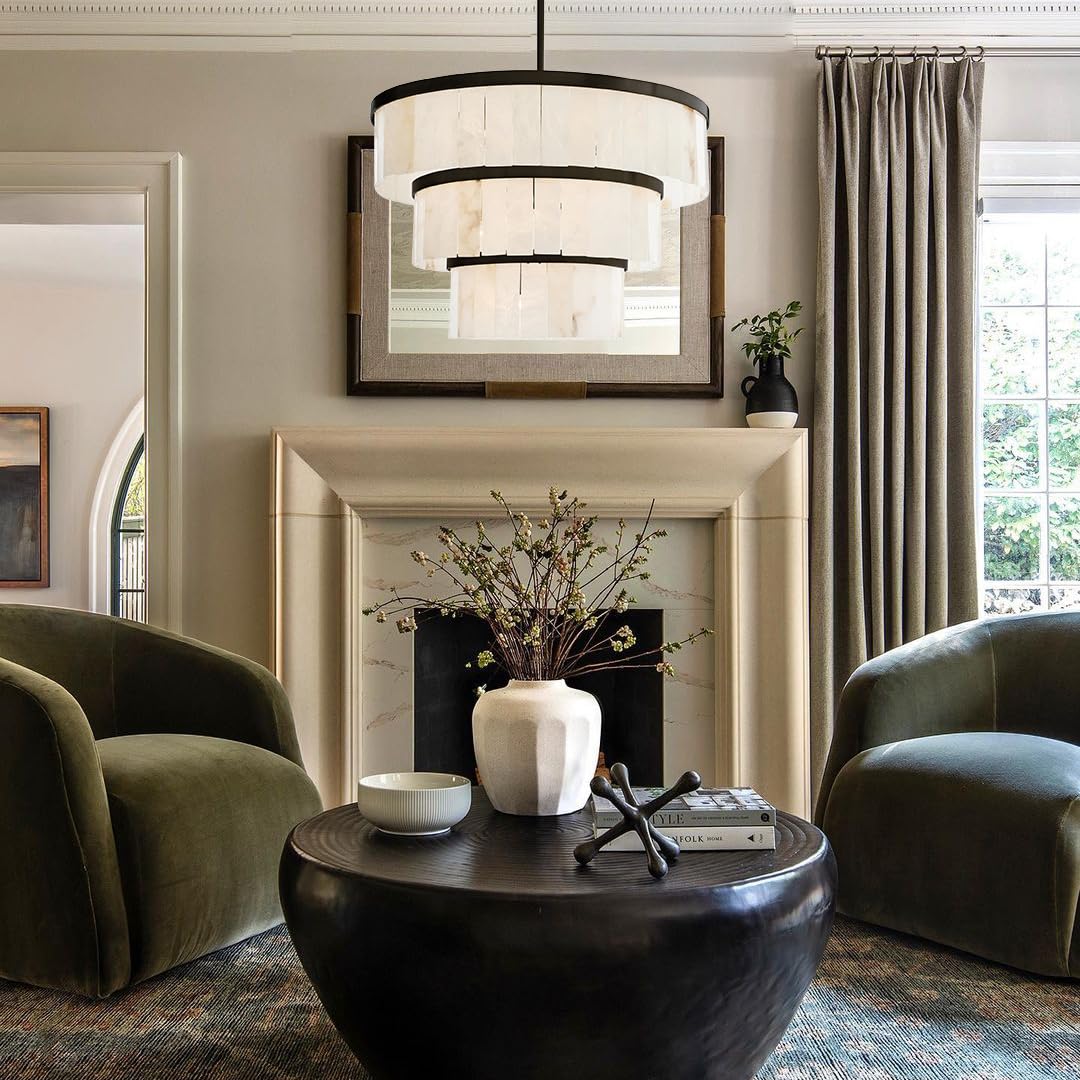 Glacera Alabaster 3 Tier Chandelier 35''D