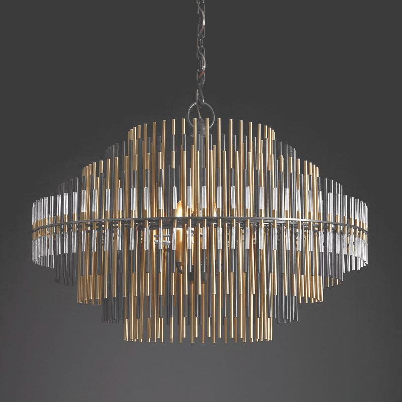 Bossy Metal Tubes Round Chandelier 24" 32" 42"-Vancei