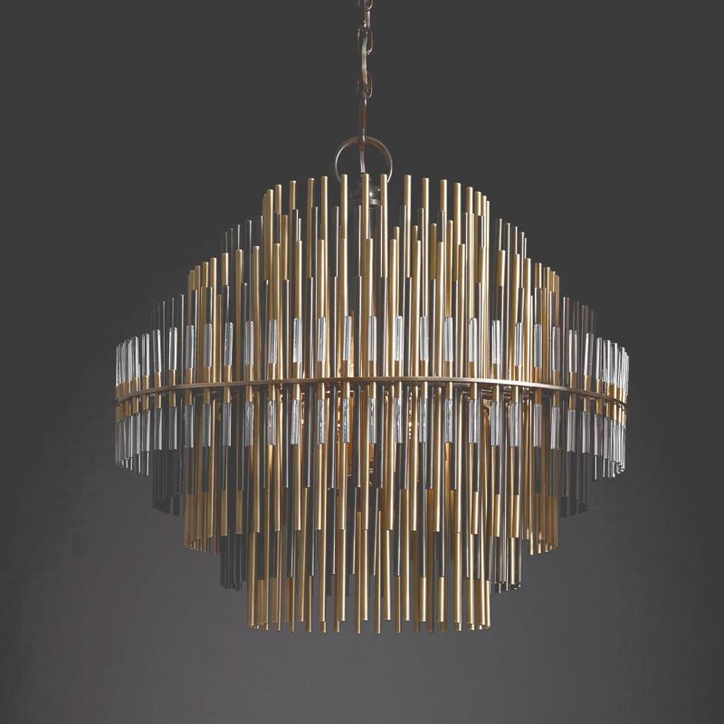 Bossy Metal Tubes Round Chandelier 24" 32" 42"-Vancei