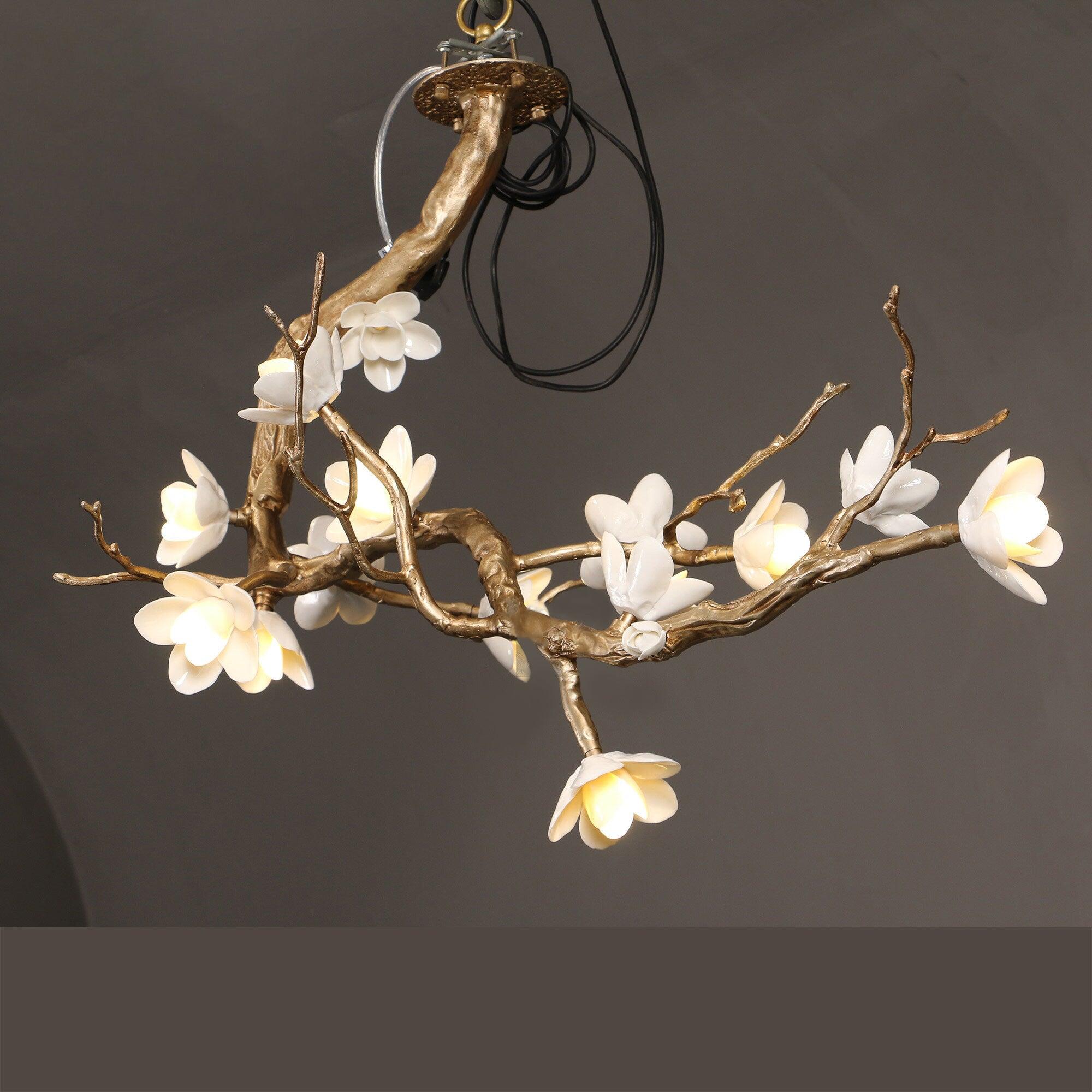 Aura Flora Brass Flower Branch Chandelier