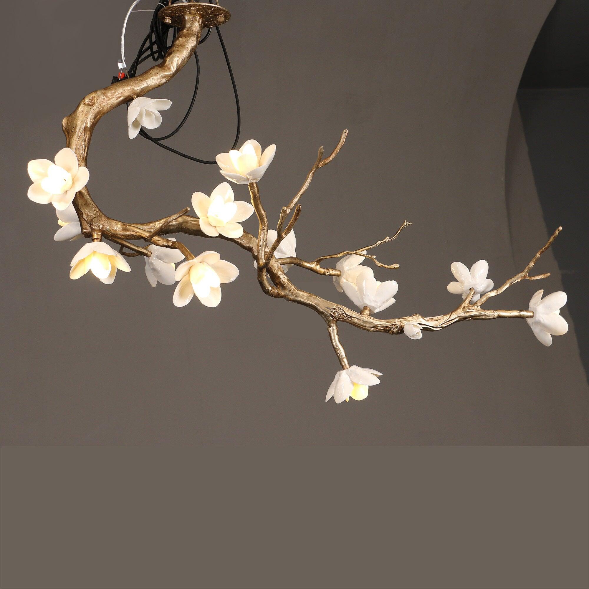 Aura Flora Brass Flower Branch Chandelier