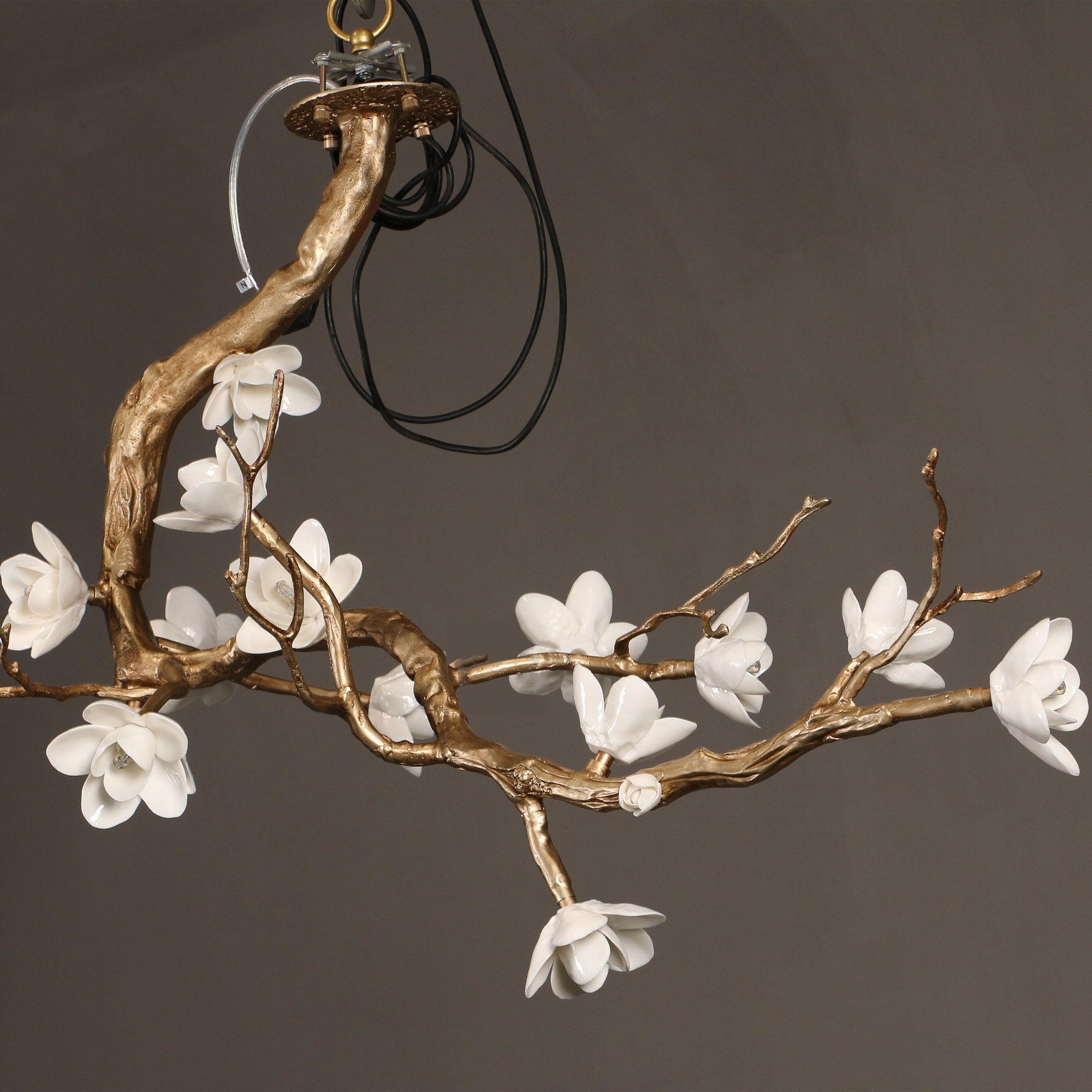 Aura Flora Brass Flower Branch Chandelier